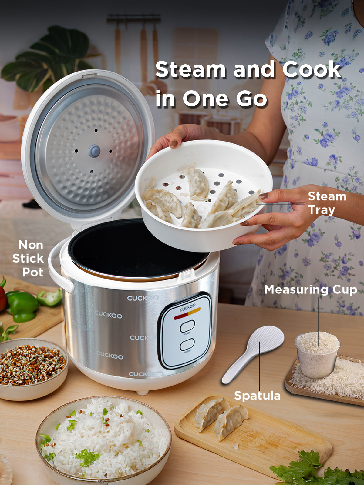 Electric Rice Cooker 1.8 Litre | 700 Watt | CR-1005-Silver